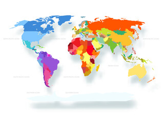 World map infographic layout with shadow. Vector illustration