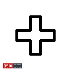Medical cross symbol icon vector. minimal line icons perfect for health web or app designs. Simple illustration.