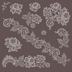 White lace floral romantic elements
