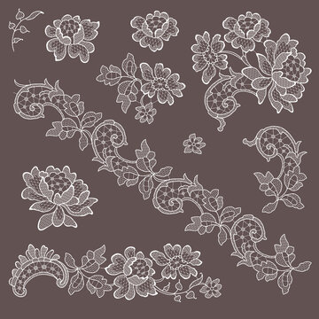 White lace floral romantic elements