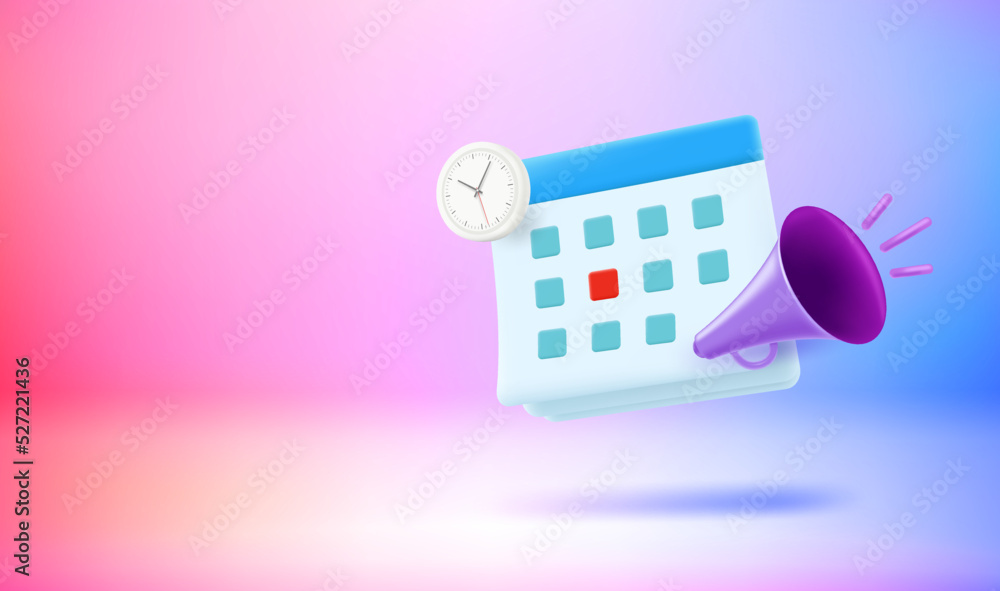 Aufkleber agenda concept with calendar. 3d vector illustration. vector 3d banner with copy space