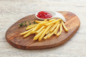 French fried potato over board