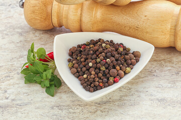 Peppercorn mix heap in the bowl