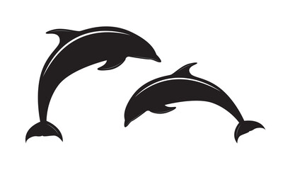 Cute dolphin jumping vector isolated on white. Bottle nose dolphin.