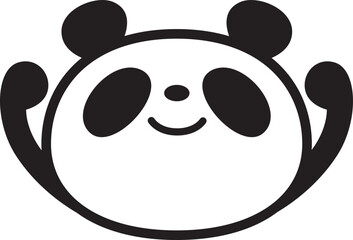 シンプルパンダ顔アイコン　やる気元気ポーズ