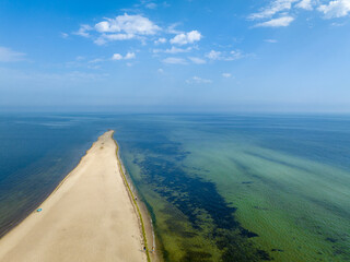 Rewa, Poland. Aerial View of Rewski Peninsula in Summer at the Baltic Sea in Rewa, Pomeranian...