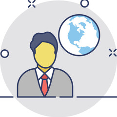 Global Businessman Vector Icon