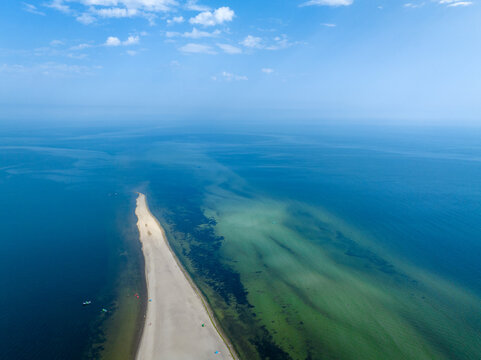 Rewa, Poland. Aerial View of Rewski Peninsula in Summer at the Baltic Sea in Rewa, Pomeranian Voivodship, Poland. 