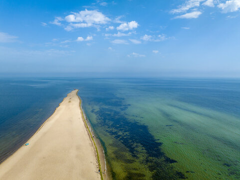Rewa, Poland. Aerial View of Rewski Peninsula in Summer at the Baltic Sea in Rewa, Pomeranian Voivodship, Poland. 