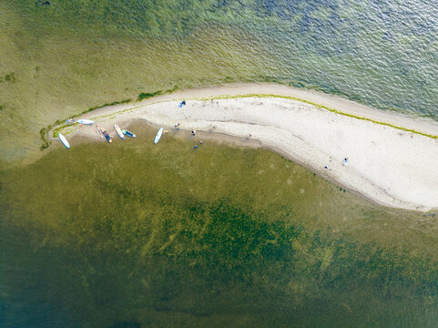 Rewa, Poland. Aerial View of Rewski Peninsula in Summer at the Baltic Sea in Rewa, Pomeranian Voivodship, Poland. 