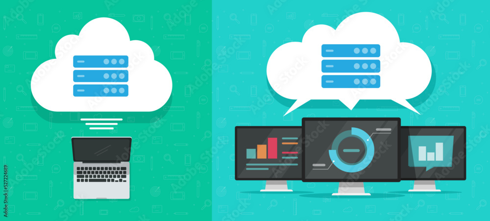 Poster cloud big data ai servers storage vector platform technology icon or virtual web hardware hosting se