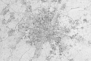 Naklejka premium Map of the streets of Munich (Germany) on white background. 3d render, illustration