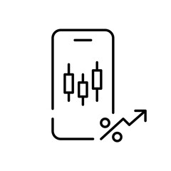 Profitable stock investing on smartphone app. Pixel perfect, editable stroke line icon