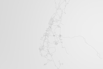 Map of the streets of Moroni (Comores) on white background. 3d render, illustration
