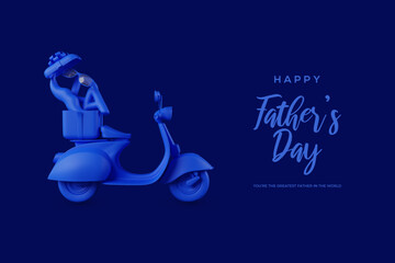 Father's day background with illustration of gift box and vespa.