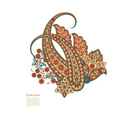 Paisley vector isolated pattern. Damask style Vintage illustration