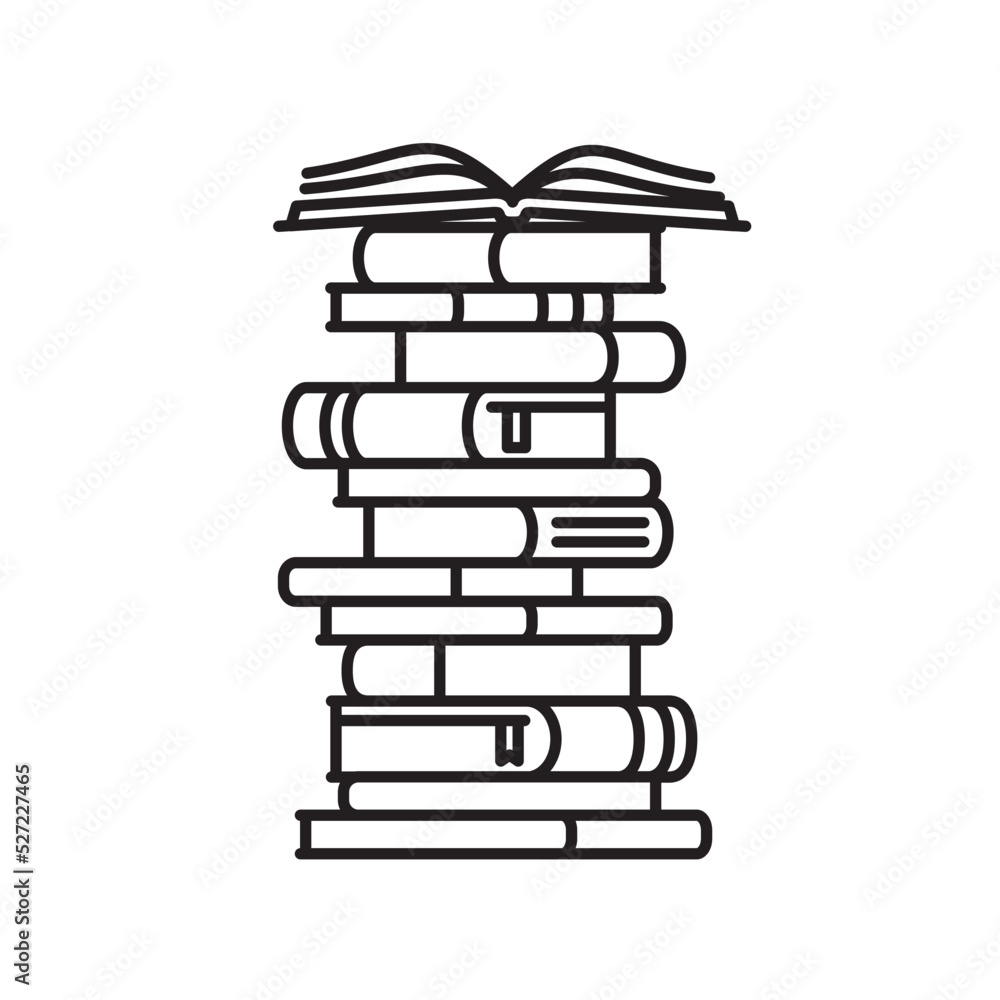 Wall mural high stack of books line icon style vector illustration for read a book day on september 6. - Wall murals