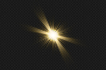 Light effects, glare, glitter, explosion, golden light, Vector illustration. shining golden stars.