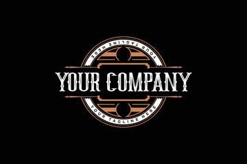 Vintage logo design with flourishing premium ornaments vector