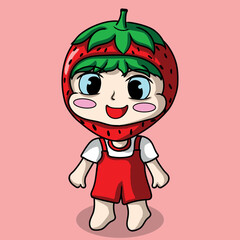 illustration art cute strawberry boy design