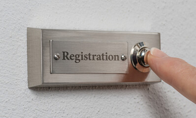 Doorbell sign with the engraving Registration