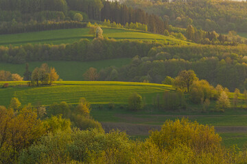 Beskidzkie wzgórza w świetle zachodzącego słońca © Piotr