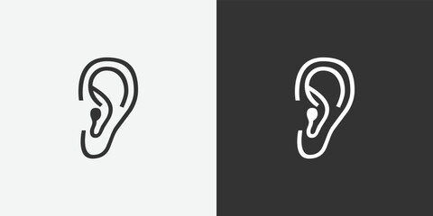 Human ear vector icon. Black and white vector symbols for your design. Vector illustration eps10