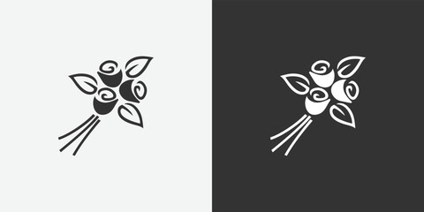 Flower bouquet vector icon. Black and white vector symbols for your design. Vector illustration eps10