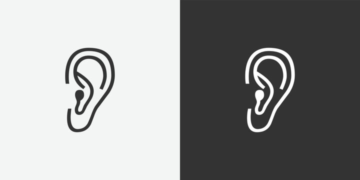 Human ear vector icon. Black and white vector symbols for your design. Vector illustration eps10