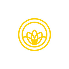 Obraz premium luxury golden lotus line art spa massage hotel logo design