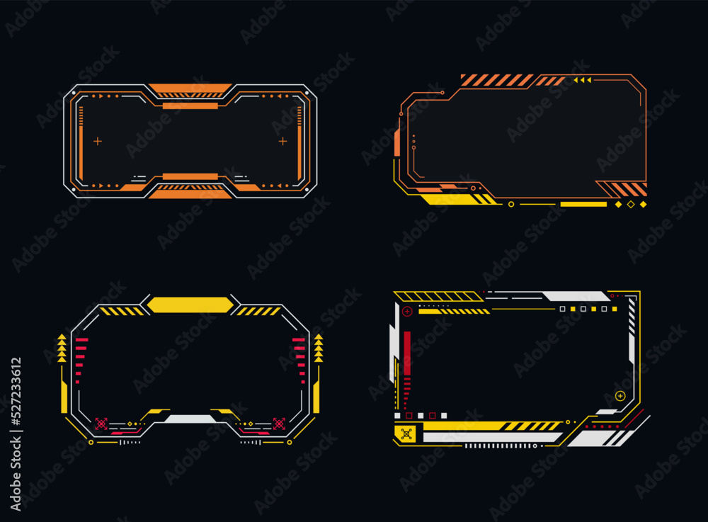 Poster hud frames. futuristic hud interface. data information infographic. sci-fi concept design. vector il