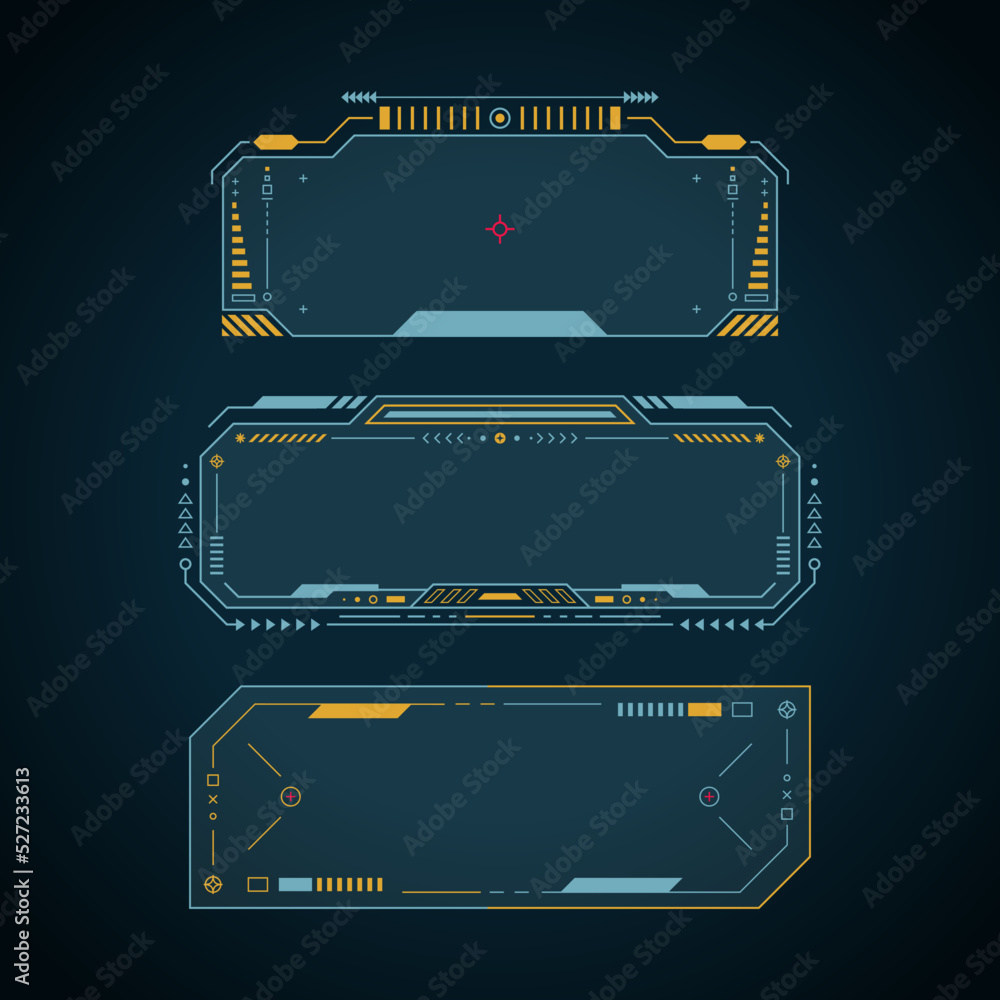 Poster hud frames. futuristic hud interface. data information infographic. sci-fi concept design. vector il