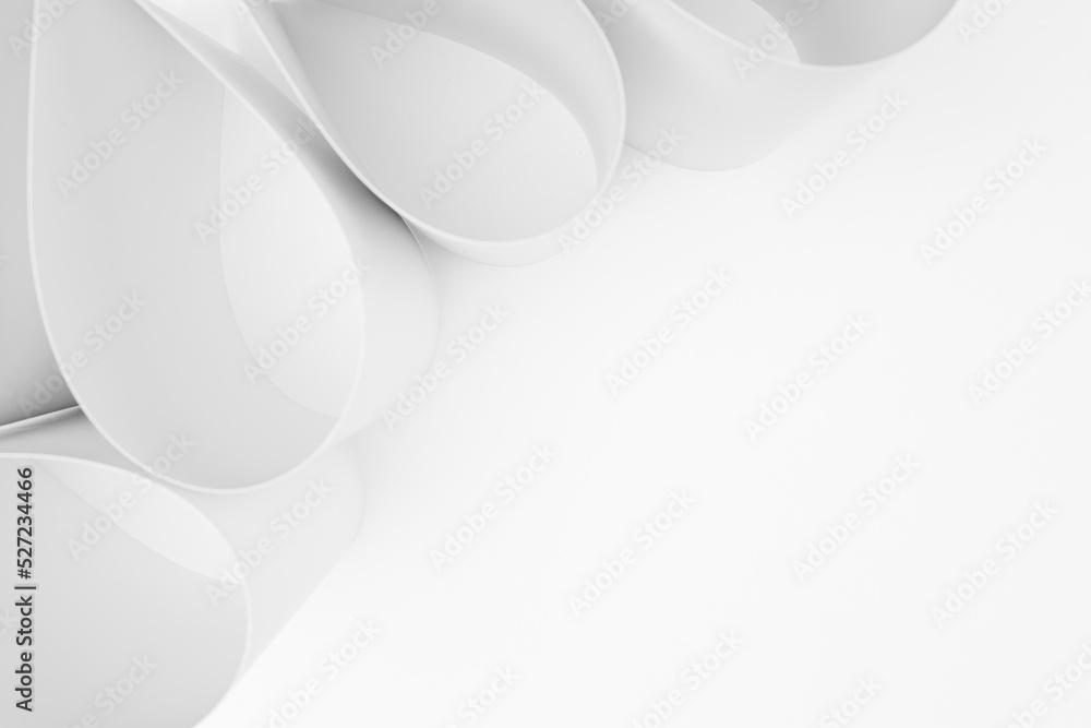Poster teardrops shape of paper as elegant soft light white diagonal decorative border with copy space for 