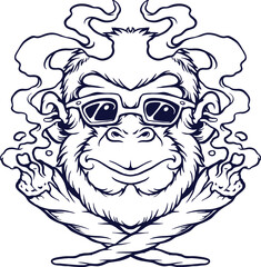 Cool Monkey Weed Joint Silhouette Vector illustrations for your work Logo, mascot merchandise t-shirt, stickers and Label designs, poster, greeting cards advertising business company or brands.