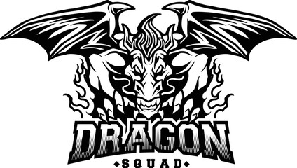 Dragon Squad Monster Silhouette Vector illustrations for your work Logo, mascot merchandise t-shirt, stickers and Label designs, poster, greeting cards advertising business company or brands.