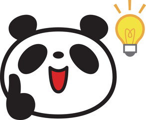 シンプルパンダ顔アイコン　アイデアが浮かぶ