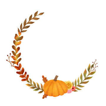 autumn leaves and pumpkin