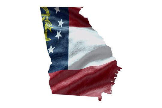 Georgia state map shape with flag. PNG icon