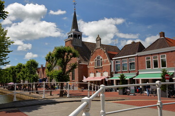 The historical center of Balk, Friesland, Netherlands, with historic houses, bridges, canals and...