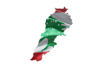 Lebanon country shape with national flag. Map outline contour. PNG icon with alpha channel