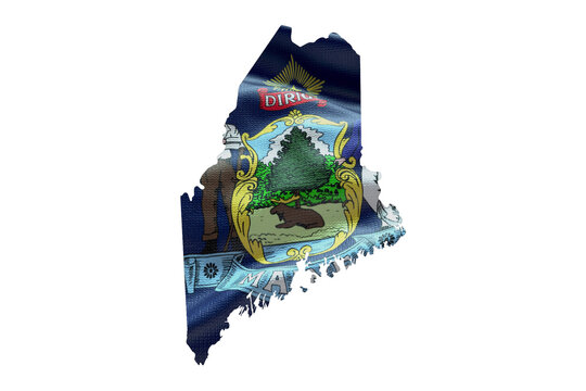 Maine state map shape with flag. PNG icon
