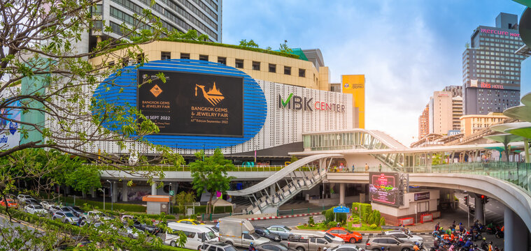 view of the new renovated of MBK Shopping Center. MBK is a big shopping mall, restaurants, IT product, mobile phone. Bangkok, Thailand. Travel concept