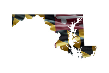 Maryland state map shape with flag. PNG icon - obrazy, fototapety, plakaty