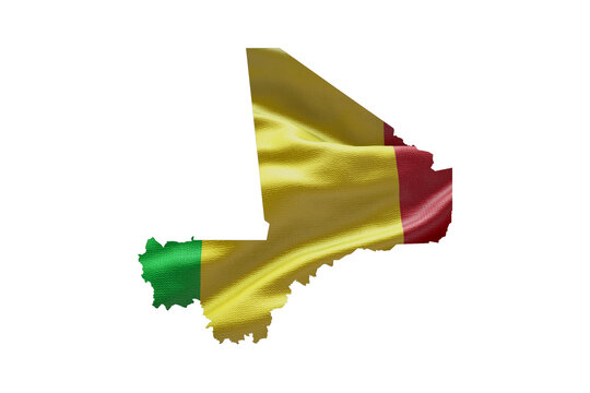 Mali country shape with national flag. Map outline contour. PNG icon with alpha channel