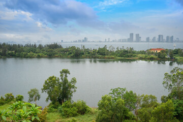 Fototapeta premium Ho Xanh (Green Lake) which is a very famous destination for the couples in their wedding in Son Tra, Da Nang province, Vietnam