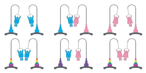 Graphic illustration demonstrates the concept of people's sexual orientation. Isolated vector illustration.