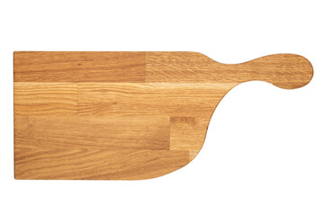 Wooden cutting board isolated on white background. Top view.