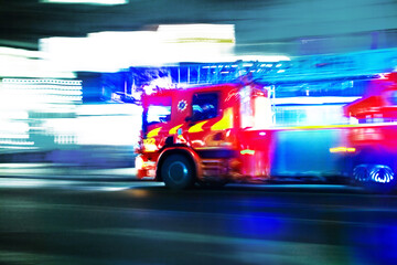 Fire truck in action