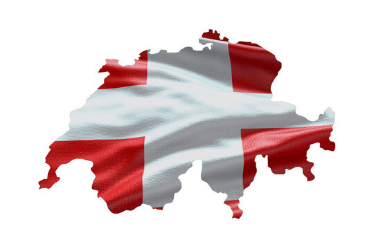 Switzerland map outline icon. PNG alpha channel. Country with national flag