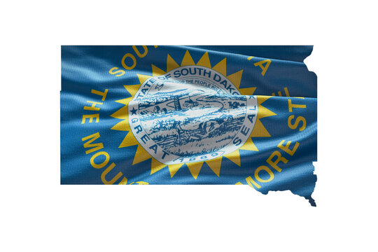 South Dakota state map shape with flag. PNG icon